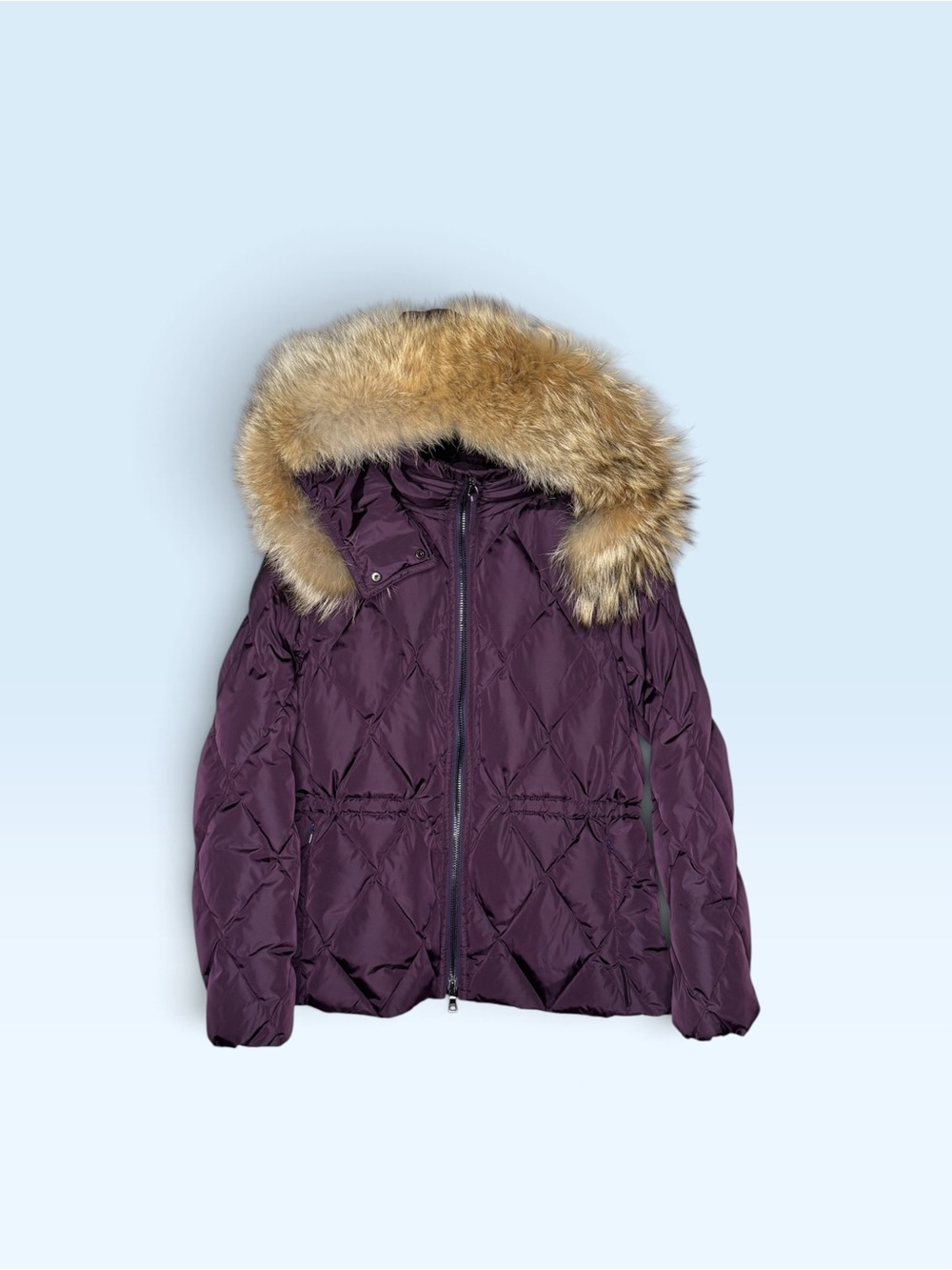 Coach 84047 Short Legacy Puffer Purple Orchid Coyote Fur Hood - Picture 8 of 10